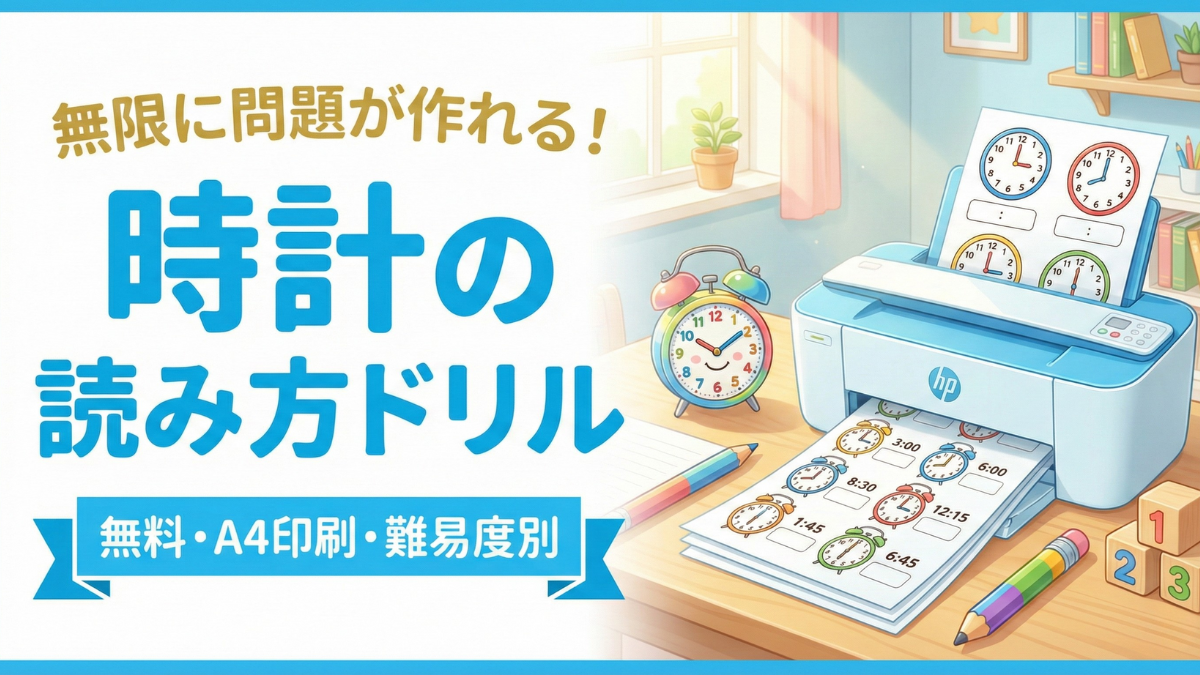【無料/印刷】「時計の読み方」練習プリント｜幼児〜低学年向け算数ドリル