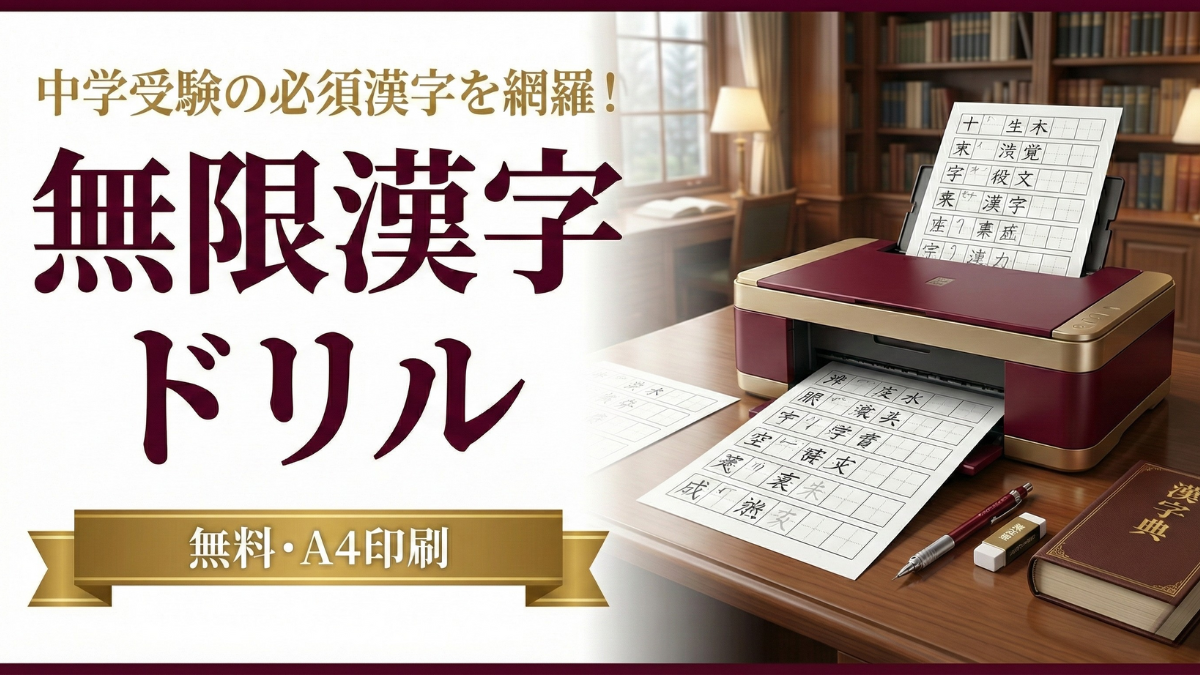 【無料/印刷】中学受験国語「四字熟語」虫食いパズル｜無限ドリルメーカー