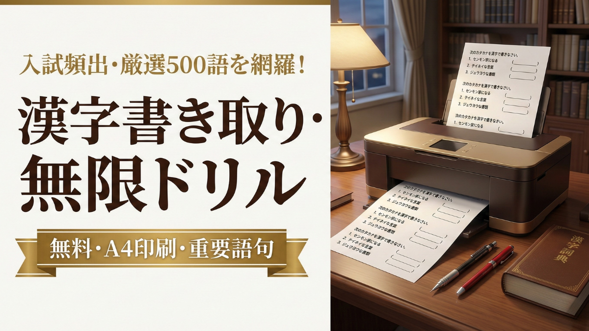【無料/印刷】中学受験 漢字書き取り・無限ドリル（厳選500語・A4対応）